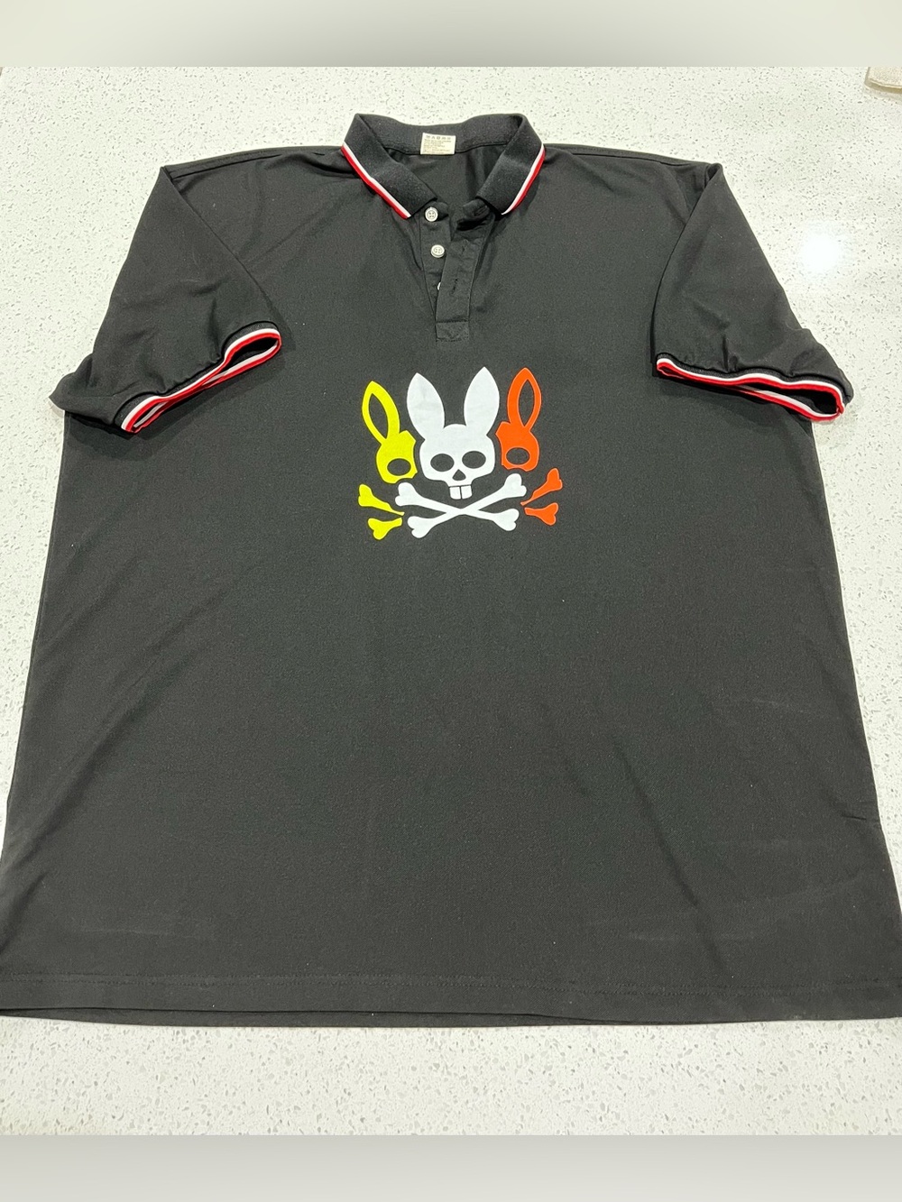 Whacko Bunny Men's Polo Size XL Neon Bunny Logo Short Sleeve Golf Shirt 100%Poly